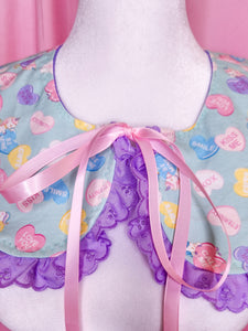 Mint green Conversation Hearts detachable collar, fairy spank kei lovecore