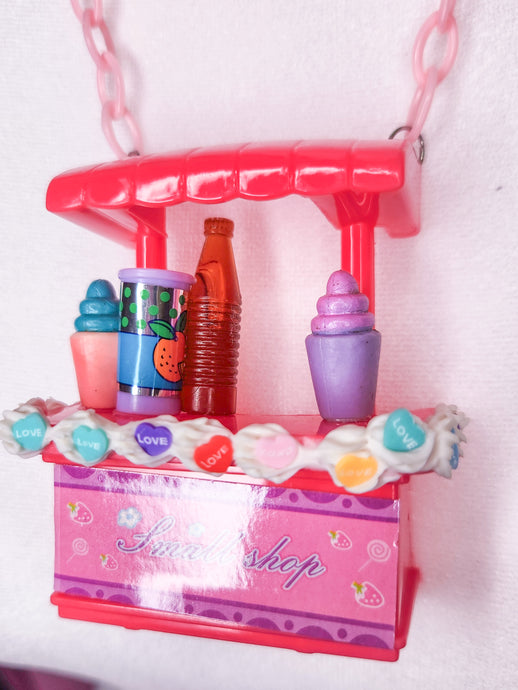 Pink/red frosted snack stand necklace, fairy spank kei decora