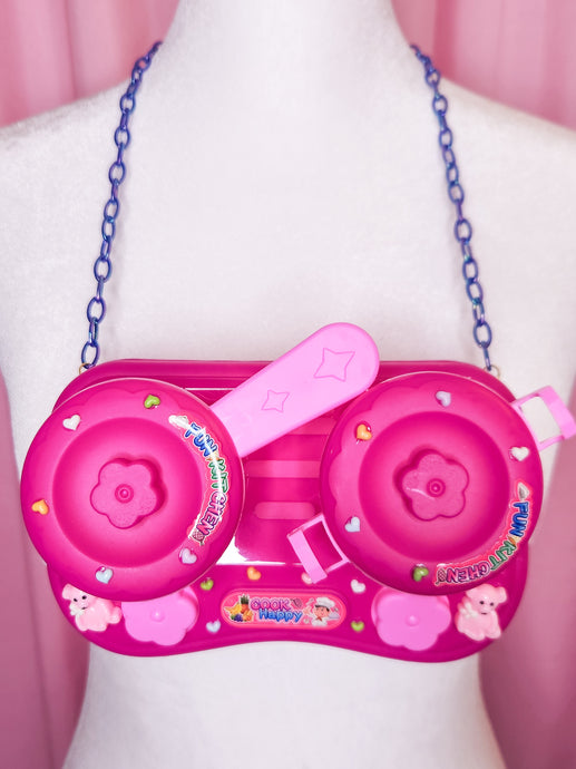 Magenta oversized Kandi stove necklace, fairy spank kei decora