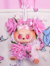 Load image into Gallery viewer, Pink Labubu plush key chain trinket, Hime gyaru bling lafufu