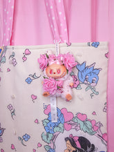 Load image into Gallery viewer, Pink Labubu plush key chain trinket, Hime gyaru bling lafufu