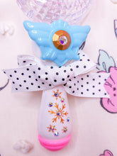 Load image into Gallery viewer, White magical girl moon wand bag charm key chain trinket, light-up decora rave