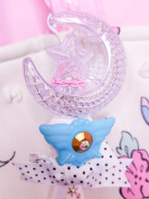 Load image into Gallery viewer, White magical girl moon wand bag charm key chain trinket, light-up decora rave