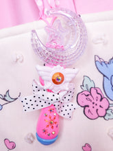 Load image into Gallery viewer, Pink magical girl moon wand bag charm key chain trinket, light-up decora rave