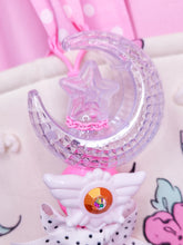Load image into Gallery viewer, Pink magical girl moon wand bag charm key chain trinket, light-up decora rave