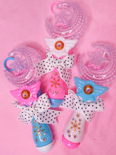 Load image into Gallery viewer, White magical girl moon wand bag charm key chain trinket, light-up decora rave