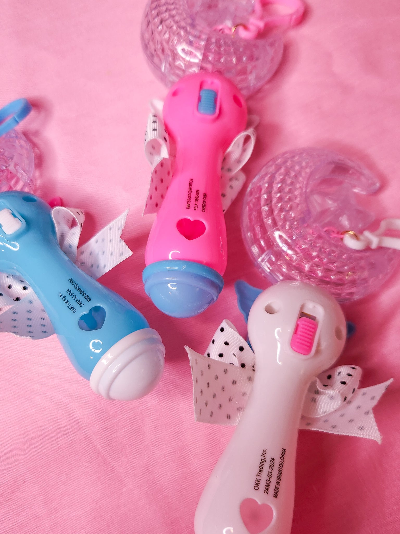 White magical girl moon wand bag charm key chain trinket, light-up dec Miss Alphabet White magical girl moon wand bag charm key chain trinket, light-up dec Miss Alphabet