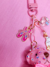 Load image into Gallery viewer, Pink teddy bear bling key chain trinket, rhinestone bag charm y2K sweet lolita Hime gyaru