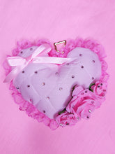 Load image into Gallery viewer, Hime gyaru quilted plush heart key chain trinket, sweet lolita bag charm