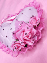 Load image into Gallery viewer, Hime gyaru quilted plush heart key chain trinket, sweet lolita bag charm