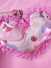 Load image into Gallery viewer, Lolita bunny plush heart key chain trinket, Hime gyaru bag charm