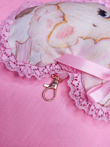 Retro lamb plush heart key chain trinket, sweet lolita bag charm