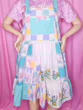 Load image into Gallery viewer, Patchwork polka dot jumper skirt, fairy spank kei size XL
