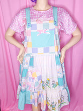 Load image into Gallery viewer, Patchwork polka dot jumper skirt, fairy spank kei size XL