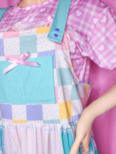 Load image into Gallery viewer, Pink heart gingham retro kitsch animal boxy top, fairy spank kei size Large