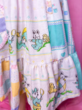 Load image into Gallery viewer, Patchwork polka dot jumper skirt, fairy spank kei size XL