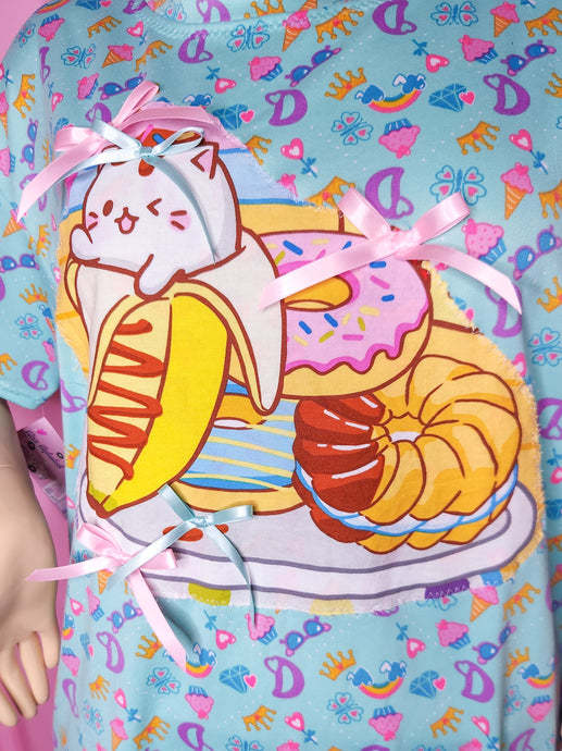 Bananya boxy top, decora fairy spank kei size XL