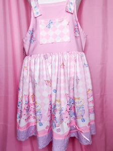 Pink sweet lolita jumper skirt, teddy bear bunny tea party size Medium