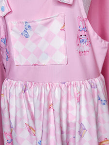 Pink sweet lolita jumper skirt, teddy bear bunny tea party size Medium