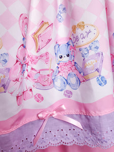 Pink sweet lolita jumper skirt, teddy bear bunny tea party size Medium