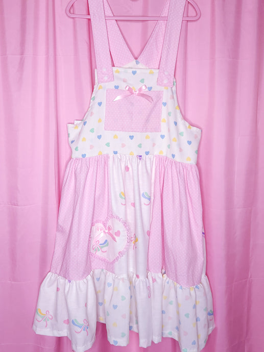 Ballet slipper polka dot jumper skirt, pastel heart fairy spank kei size Large
