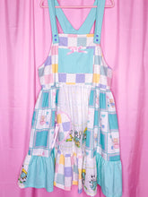 Load image into Gallery viewer, Patchwork polka dot jumper skirt, fairy spank kei size XL