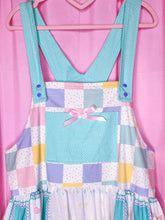 Load image into Gallery viewer, Patchwork polka dot jumper skirt, fairy spank kei size XL