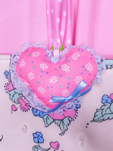 90s memphis plush heart key chain trinket, spank kei bag charm
