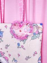 Load image into Gallery viewer, Lolita bunny plush heart key chain trinket, Hime gyaru bag charm