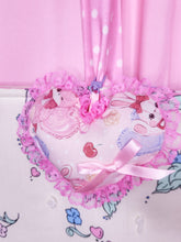 Load image into Gallery viewer, Lolita bunny plush heart key chain trinket, Hime gyaru bag charm