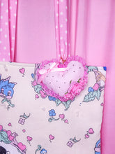 Load image into Gallery viewer, Hime gyaru quilted plush heart key chain trinket, sweet lolita bag charm