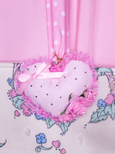 Load image into Gallery viewer, Hime gyaru quilted plush heart key chain trinket, sweet lolita bag charm