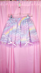 Pastel rainbow upcycled fairy spank kei skirt, 80's made to order