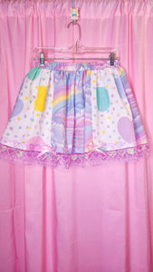 Pastel heart rainbow upcycled fairy spank kei paneled skirt, 80's made to order