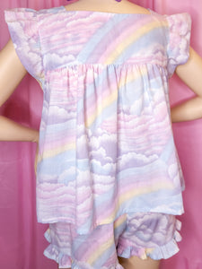 Pastel rainbow fairy spank kei pajama set, plus size XL