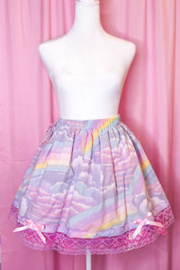 Pastel rainbow upcycled fairy spank kei skirt, 80's made to order