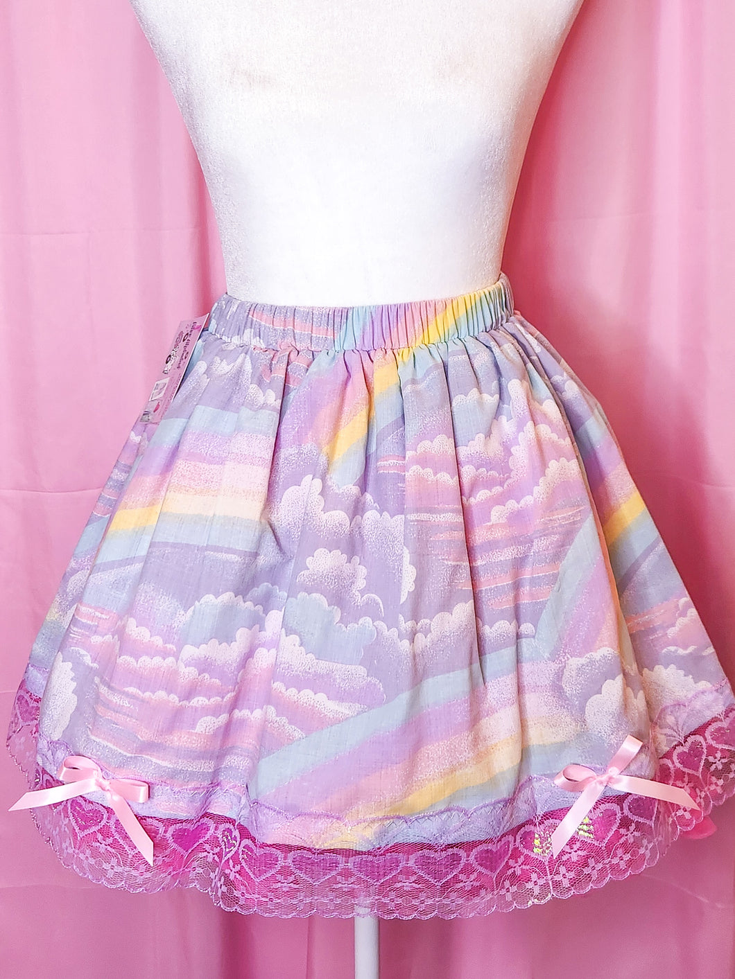 Pastel rainbow upcycled fairy spank kei skirt, 80's made to order