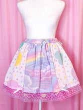 Load image into Gallery viewer, Pastel heart rainbow upcycled fairy spank kei paneled skirt, 80&#39;s made to order