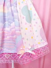 Load image into Gallery viewer, Pastel heart rainbow upcycled fairy spank kei paneled skirt, 80&#39;s made to order