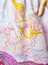 Load image into Gallery viewer, Colorful illustration of She-Ra and Swift Wind  on a fabric background
