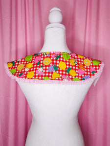 Red gingham detachable collar, 80s fruit retro showa sweet lolita