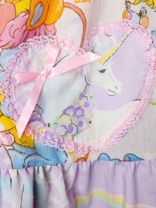 Popples jumper skirt, pastel unicorn houndstooth size Medium