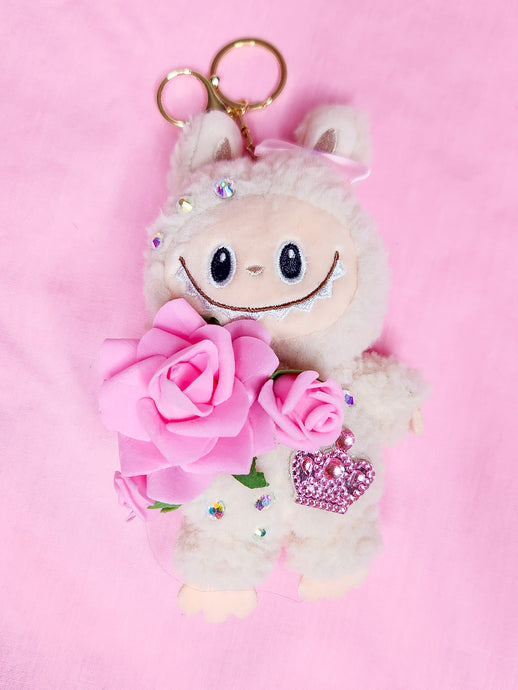 Hime gyaru Labubu key chain trinket, sweet lolita bag charm