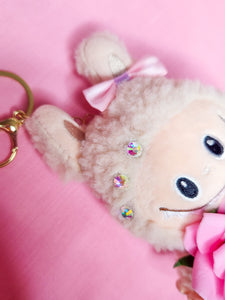 Hime gyaru Labubu key chain trinket, sweet lolita bag charm