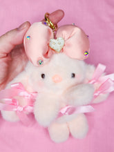 Load image into Gallery viewer, Hime gyaru bunny key chain trinket, sweet lolita bling bag charm