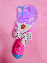 Load image into Gallery viewer, Pink magical girl moon wand bag charm key chain trinket, light-up decora rave