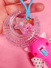 Load image into Gallery viewer, Pink magical girl moon wand bag charm key chain trinket, light-up decora rave