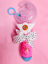 Load image into Gallery viewer, Pink magical girl moon wand bag charm key chain trinket, light-up decora rave