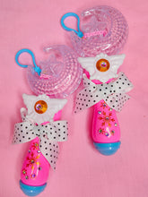 Load image into Gallery viewer, Pink magical girl moon wand bag charm key chain trinket, light-up decora rave