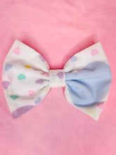 Load image into Gallery viewer, Pastel rainbow heart hair bow, kawaii fairy spank kei